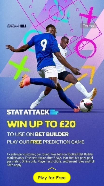 Win with a free bet of $20 at WILLIAM HILL